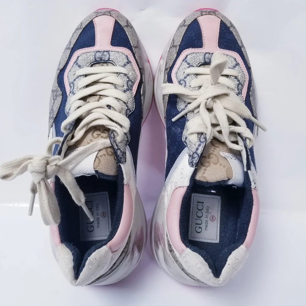 Gucci Women's Pink and Blue Sneakers - Picture 5 of 9